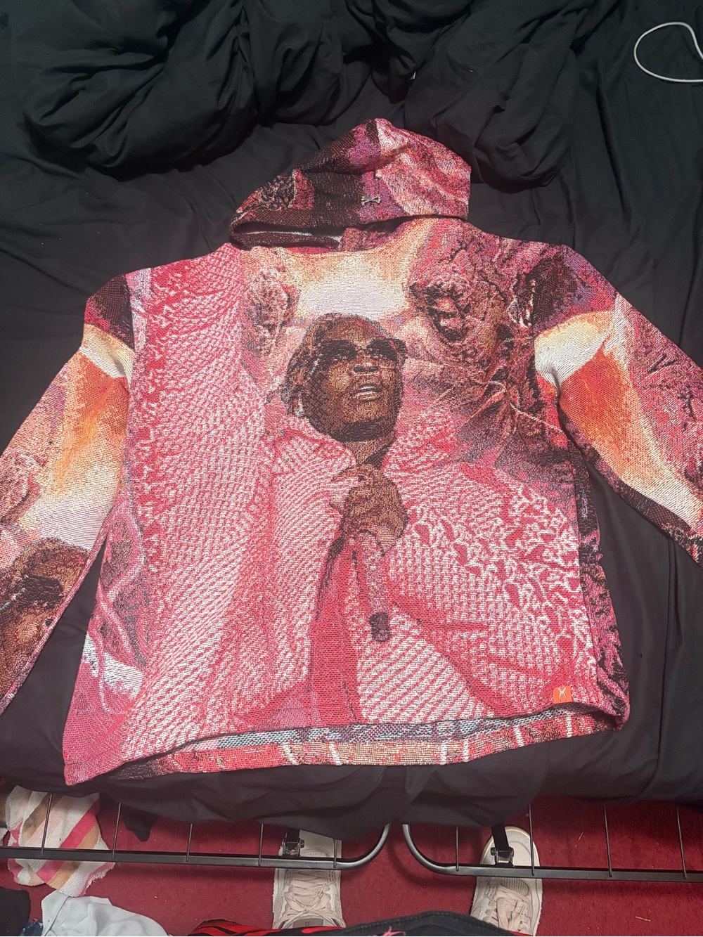 Pink Graphic Bomber Jacket with Hood
